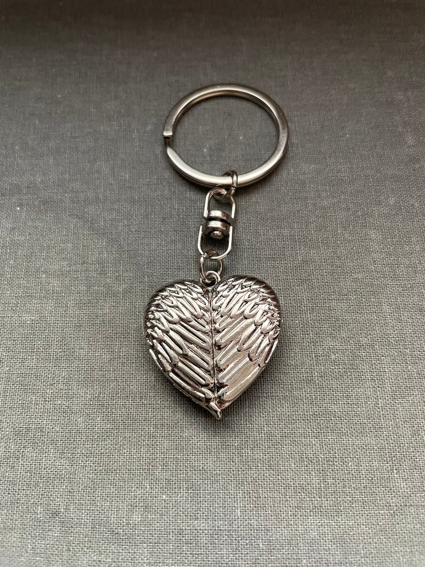 angel wing locket keyring