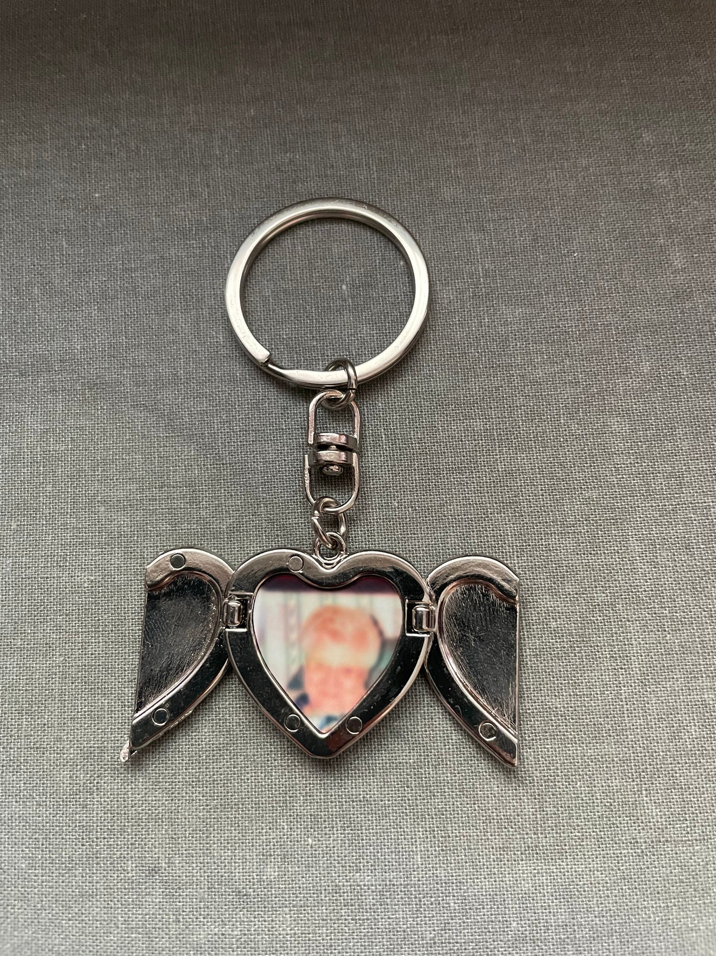 angel wing locket keyring